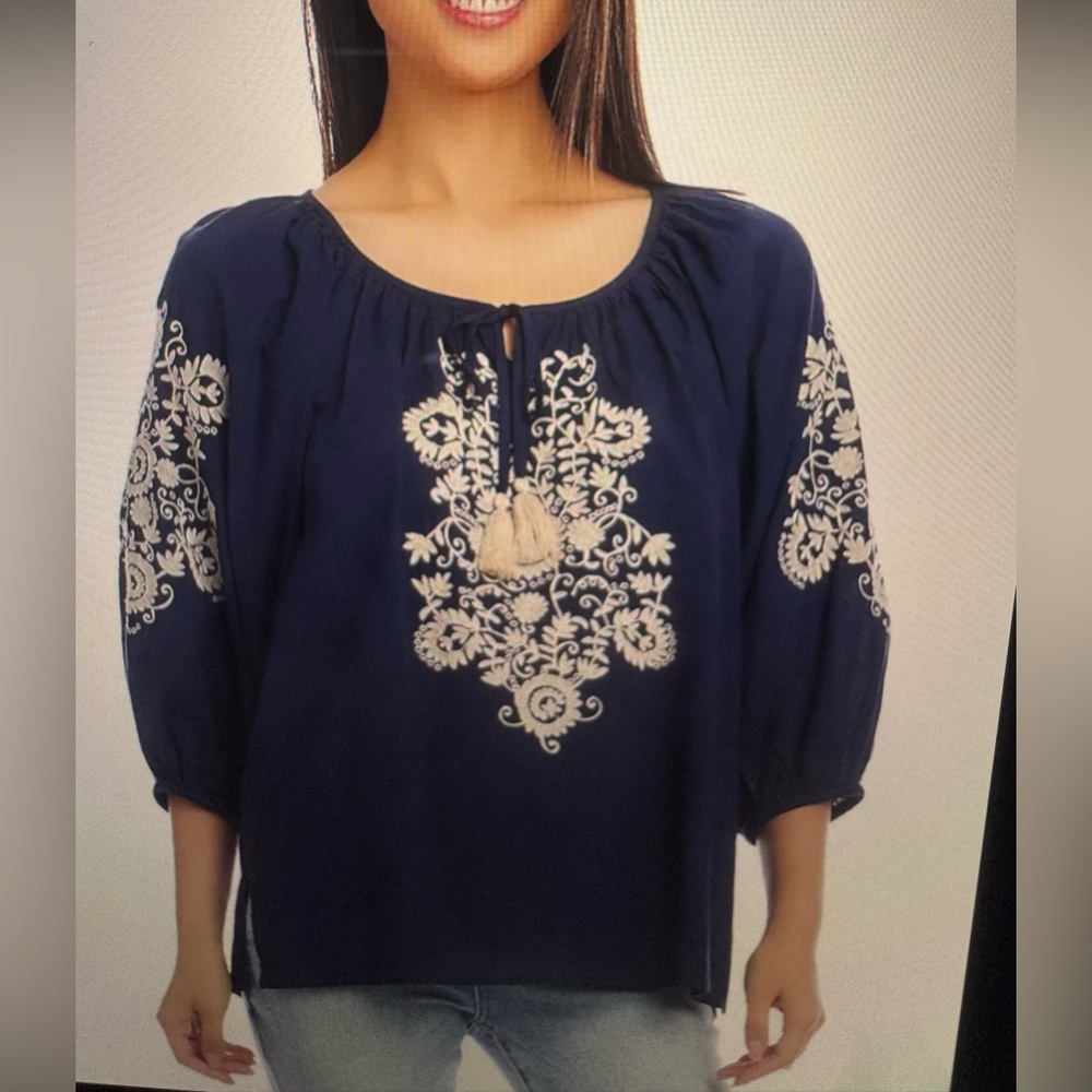 NWT Karen Kane Navy Peasant Top Size XS